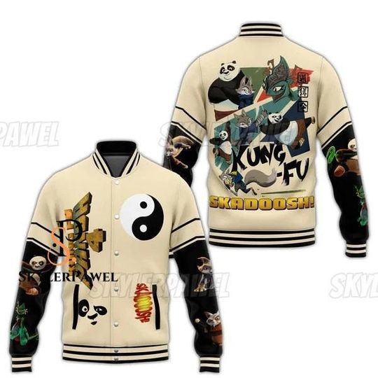 Kung Fu Panda Baseball Jacket, Kung Fu Panda Jacket, Kung Fu Panda Jacket Men, Panda Baseball Jacket