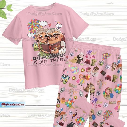His Carl Her Ellie Pajamas, Carl And Ellie Shirt, Up Couple Holiday Pajamas, Couple Pajamas Pants, Carl Ellie Family Pajamas