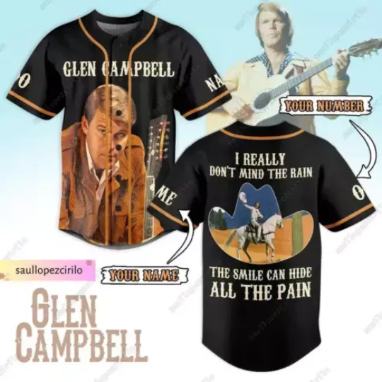 Personalized Glen Campbell Baseball Shirt, American Singer, Country Music Jersey