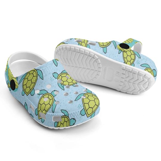 All Over Print Sea Turtle Clogs, Sea Animal Shoes, Beach Sandals, Cute Clog