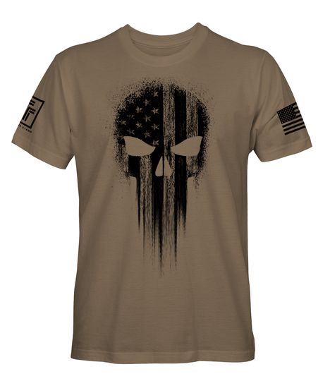 USA Flag American Skull Military Veteran Patriotic Men's Army Marine Navy Air Force T-Shirt