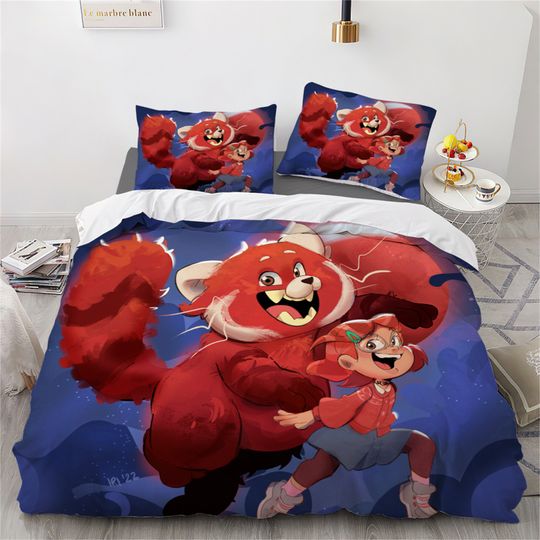 Turning Red Three Piece Bedding Set, Bedding Set Gift