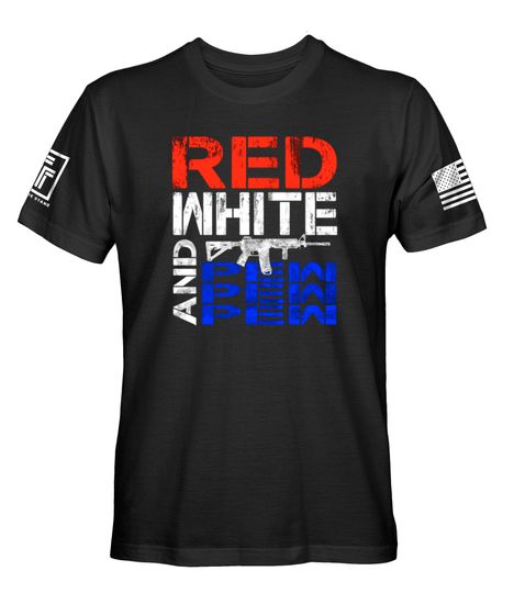 USA Flag American Red White and Pew Pew Pew Military Veteran Patriotic Men's T-Shirt