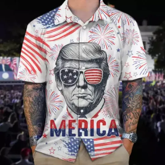 Happy Independence Day American Pro Trump 4th Of July Hawaiian Shirt