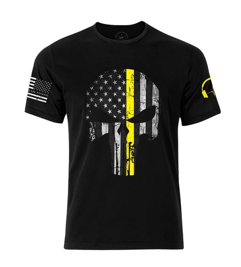 Punisher Skull Thin Yellow Line | 911 dispatcher T-shirt | Patriotic American Skull shirt | 911 dispatcher  Skull T-shirt