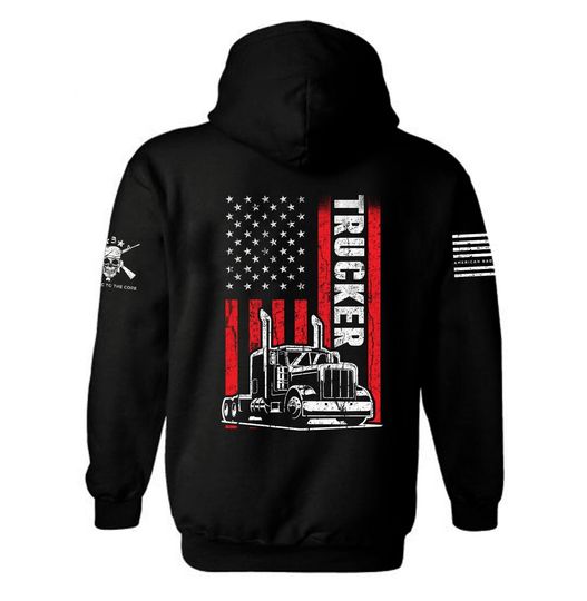 Trucker Patriotic American Flag Hoodie | Hoodie gift for Trucker Husband | American Flag | Trucker USA Flag | Truck Driver