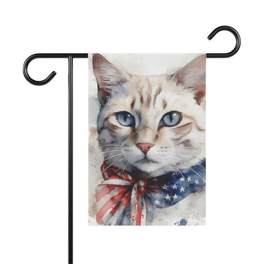Patriotic Cat July 4th Memorial Day American Flag