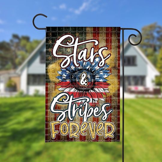 Patriotic Garden Flag sublimation design, Stars and Stripes