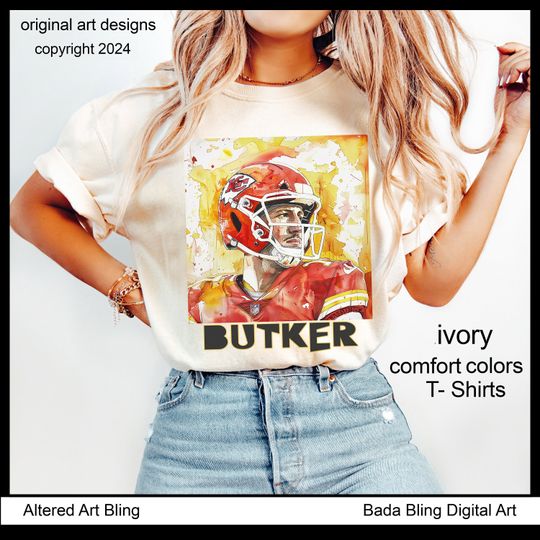 Harrison Butker t-shirts, Butker shirts, original art watercolor of Harrison Butker KC Chiefs Butker t-shirts