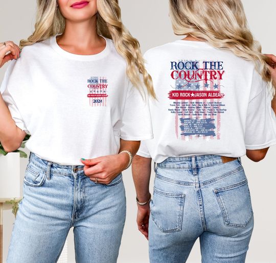Rock the Country 2024 Concert Shirt, Jason Aldean and Kid Rock Concert Shirt.