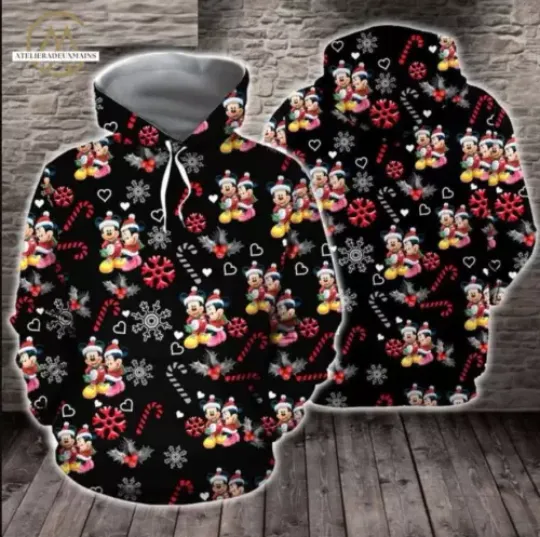 Disney Mickey Mouse Christmas Snowflake 3D HOODIE