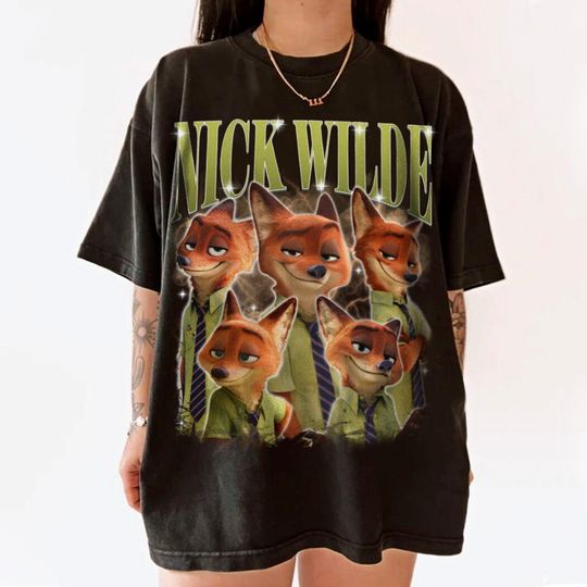 Nick Wilde Shirt Judy Hopps Funny Tee, Zootopia Tees, Vintage Graphic T-shirt Family 2024 Trip Gifts