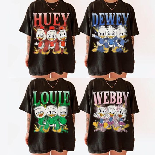 Team Duck Huey Dewey Louie DuckTales Shirt Funny Tee, Scrooge McDuck Team Tees, Vintage Graphic T-shirt Family 2024 Trip Gifts