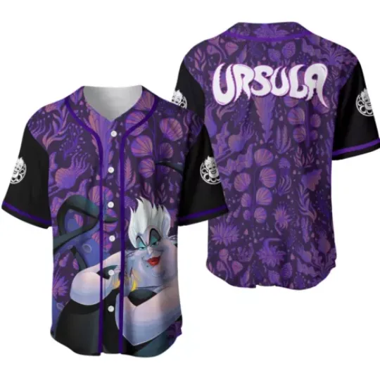 Ursula Baseball Jersey, The Little Mermaid Baseball Jersey Button Down Shirt