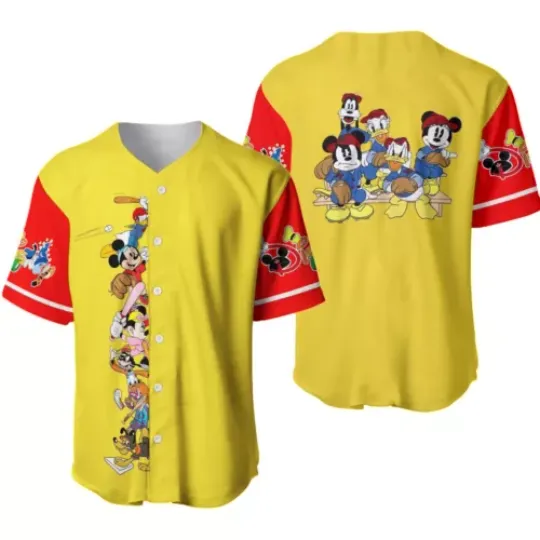 Mickey Mouse Baseball Jersey Shirt, Mickey Friends Baseball Jersey