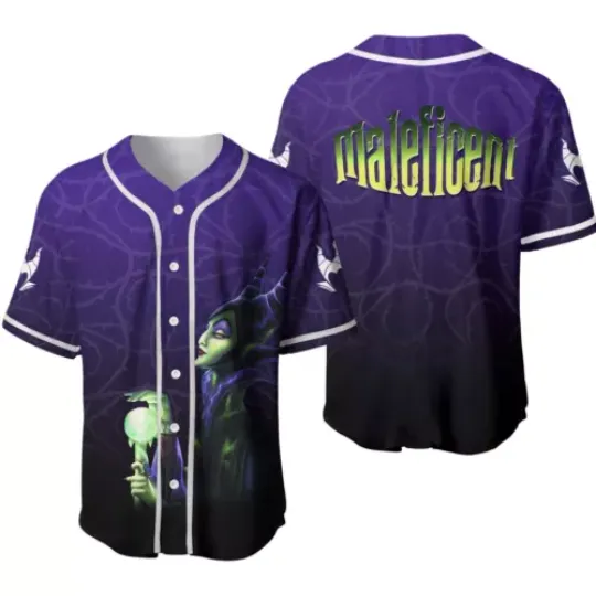 Maleficent Villains Sleeping Beauty Baseball Jersey Button Down Shirt