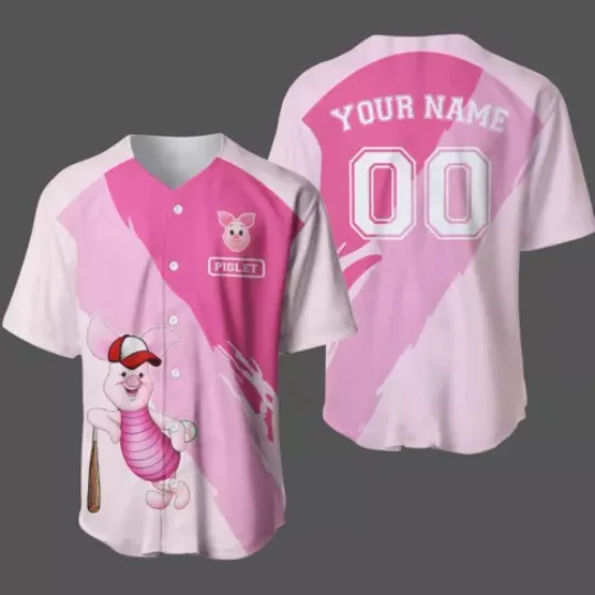 Personalized Piglet Winnie The Pooh Baseball Jersey Shirt Adult