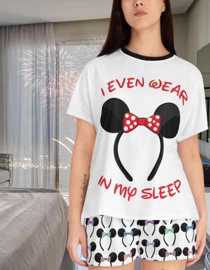 I Even Wear Ears In My Sleep - Womens Short Pajama Set (AOP)