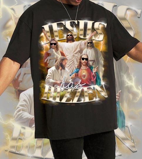 Discover Personalize Jesus Has Rizzen Shirt, Resurrection Sunday, Retro 90s Graphic Bootleg T-Shirt