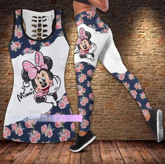 Minnie Mickey Disney Hollow Tank Top Legging Set
