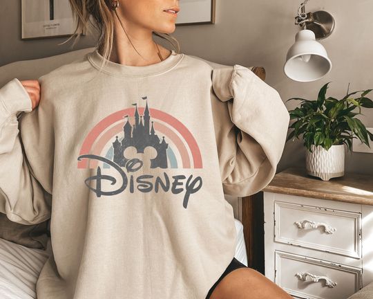 Disney Rainbow Castle Sweatshirt, Disney Castle Sweatshirt, Disney Vintage, Disney Family Sweatshirt