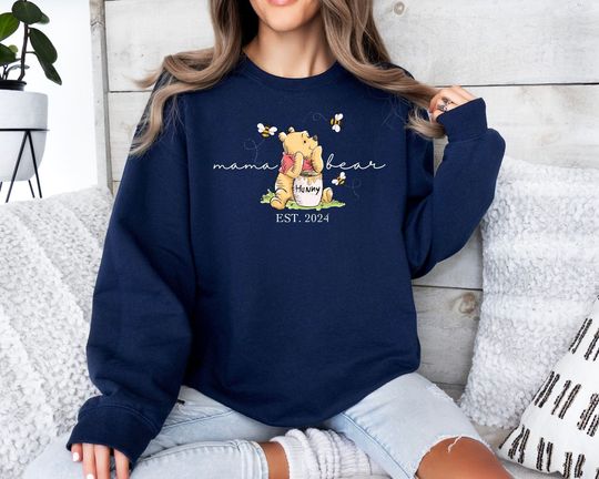 Personalized Mama Bear Winnie The Pooh Shirt, Custom Mama Bear Sweatshirt, Mama Est Sweatshirt, Mothers Day Sweatshirt, Custom Mama Shirt