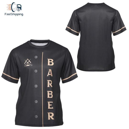 Men's Barber T-shirt 3D All Over Printed Short Sleeve Tops Hairstylist Workwear