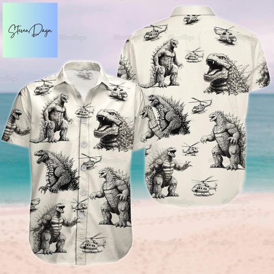 god zilla Button Shirt, god zilla Hawaiian Shirt, god zilla Movie Summer Beach Shirt