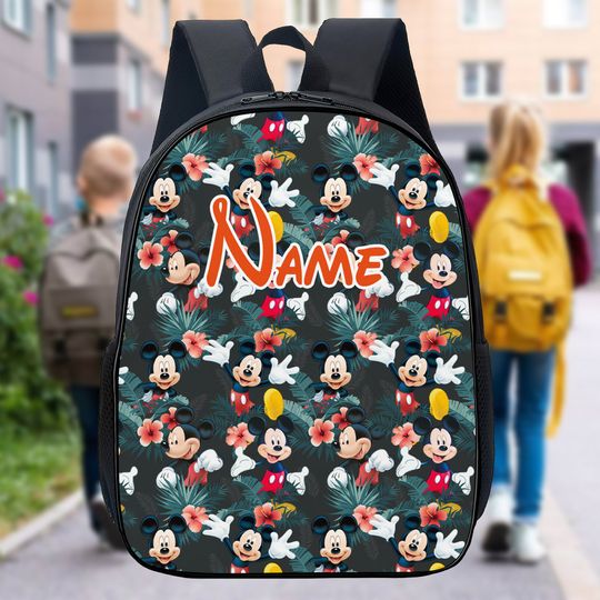 Personalize Backpack Mouse Mascot Peace Out Pattern Bag