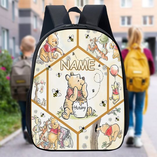 Personalized Watercolor Bear Backpack, Bear School Bag