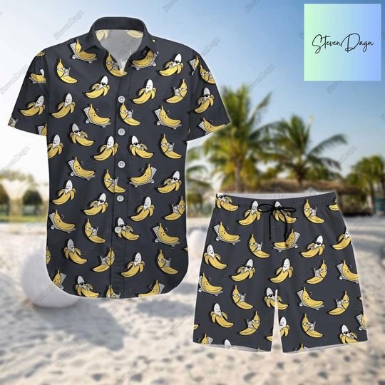 Banana Button Shirt, Banana Shorts, Banana Hawaiian Shirt, Banana Shirt