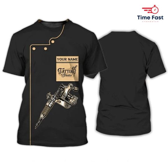 Tattooist 3D All Over Print T-Shirt, Men Tattoo Uniform
