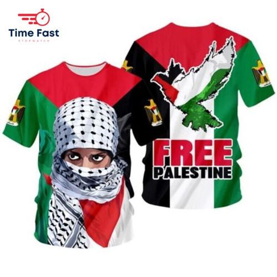 Free Palestine T-Shirt, Stand With Palestine shirt, Stop War 3D Printed
