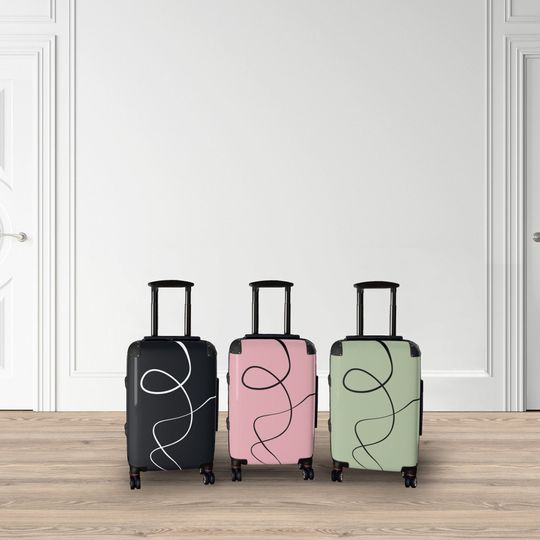 Luggage 4-Wheel Suitcase for Women | Rolling Suitcase Soft Color Line Art Design