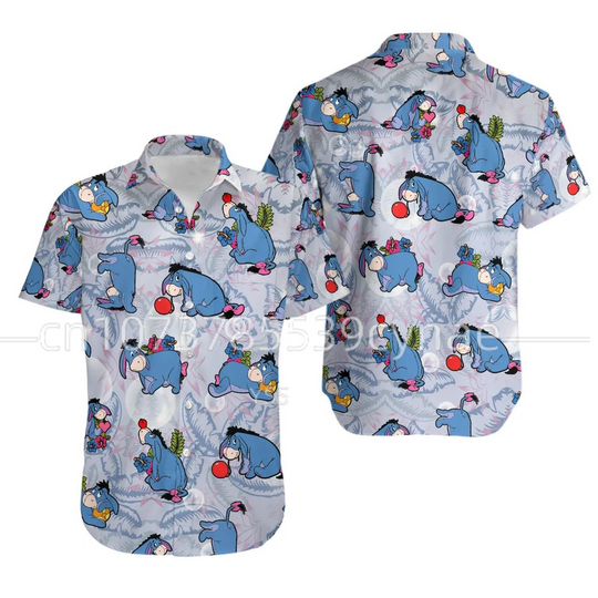 New Eeyore Donkey Floral Disney Hawaiian Summer Print Hawaiian T-shirt