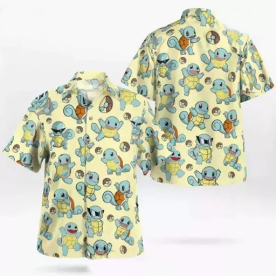 Squirtle Hawaiian Pattern Hawaii Shirt, Aloha Anime Blastoise