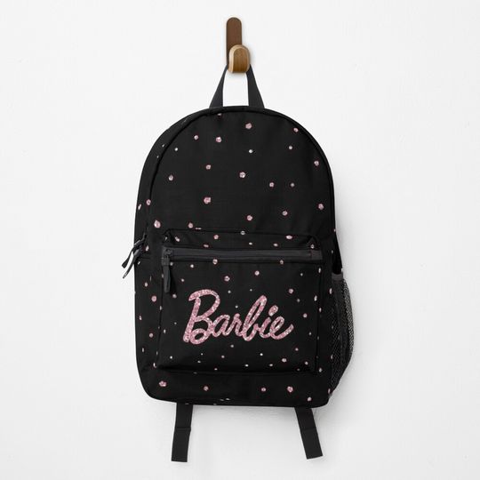 Barbie with pink glitter on black Backpack  Backpack