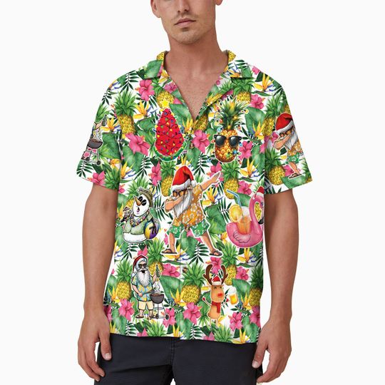 Funny Rock Out with Your Flock Out Xmas in July Hawaiian Shirt, Beach Christmas Button Up Shirt, Christmas in Summer