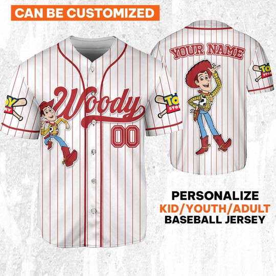 Custom Disney Toy Story Woody Baseball Jersey, Sheriff Woody Buzz Lightyear Jersey