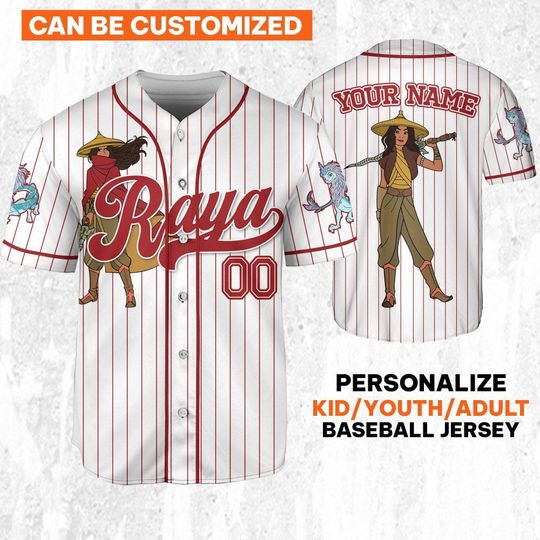 Custom Disney Princess Raya and the Last Dragon  Jersey, Disney Baseball Jersey Sports