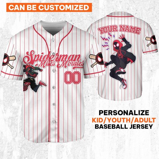 Custom Disney Spiderman Spiderverse Miles Morales Baseball Jersey, Gift For Baseball Fans