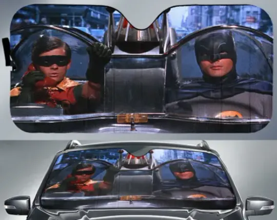 Batman and Robin Car Sun Shade, Batman Driving Auto Sun Shade