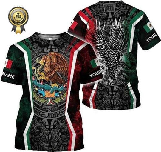 Personalized Name Mexican Shirts for Men, Customized Mexico Shirts 3D T-SHIRT