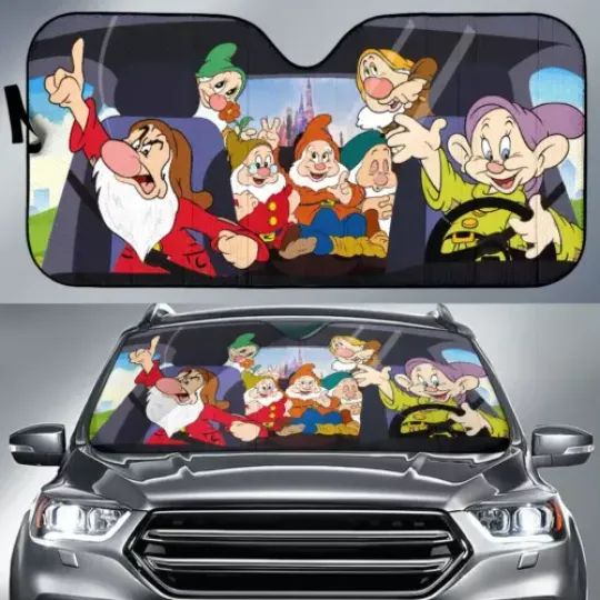 Seven Dwarfs Driving Snow White And Seven Dwarfs Car Windshield Sun Shade