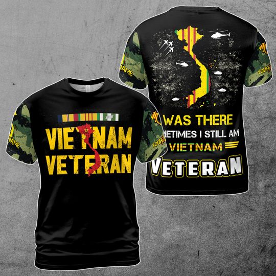 Custom Name Vietnam Veteran Proud Vet of Vietnam War Men's 3D T-Shirt