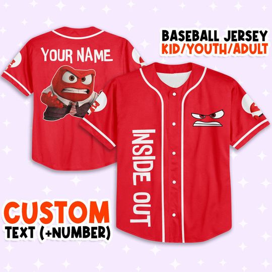 Personalized Disney Inside Out Anger Red Baseball Jersey
