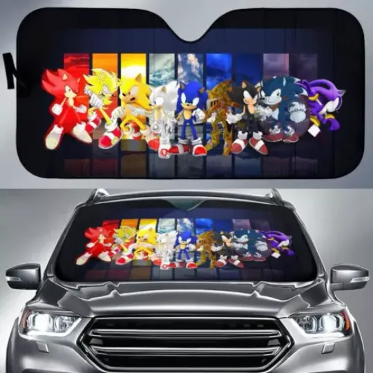 Funny Cartoon Sonic Auto Sun Shade, Cartoon Gift Idea.