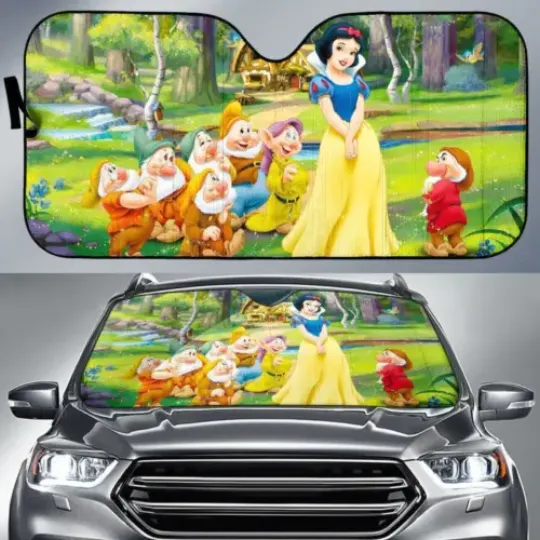 Snow White And Seven Dwarfs Cartoon Auto Sun Shade