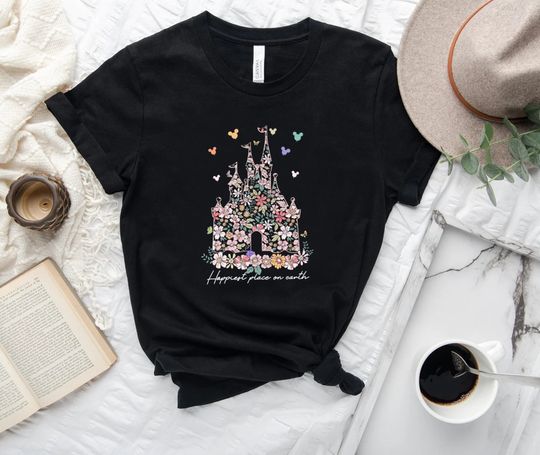 Disney Castle Floral Shirt, Vintage Disney Shirt