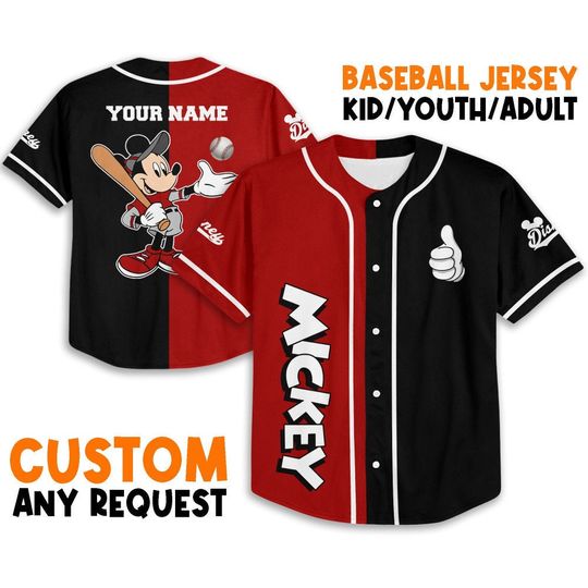 Personalize Disney Mickey Jersey, Disney Baseball Jersey Sports